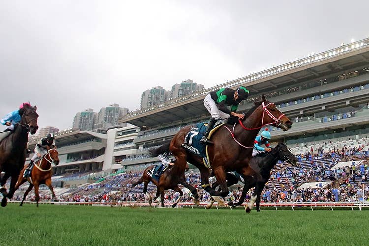 【クイーンエリザベス2世カップ】ラヴズオンリーユーは外から急追するグローリーヴェイズを振り切った（Photo by The Hong Kong Jockey Club）