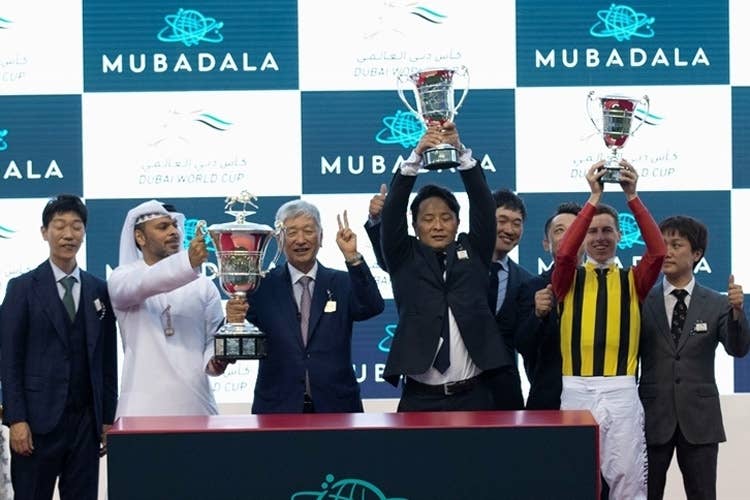 【UAEダービー】クラウンプライド陣営の表彰式の様子（Photo by Dubai Racing Club）
